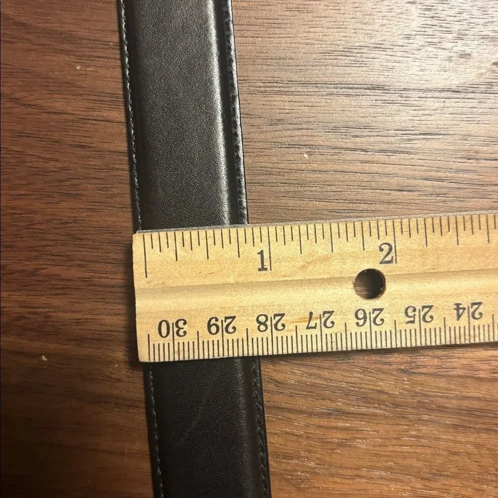 Lauren Ralph Lauren Black Leather Belt with Gold Buckle - 3X